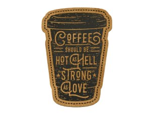 Jessy Sewing Kunstleder-Label mit aufgedruckter Nähnaht - "Coffee" - braun