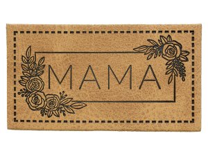 Jessy Sewing Kunstleder-Label mit aufgedruckter Nähnaht - "Mama" - braun