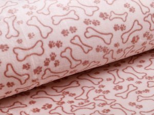 Wellnessfleece - Hundepfötchen und Knochen - beige