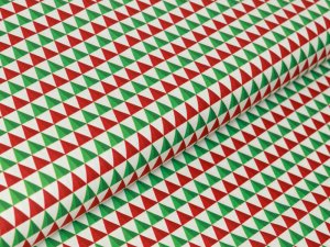 Webware Baumwolle Swafing Noel - Weihnachtliche Dreiecke - weiß