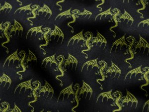 Webware Baumwolle Swafing Mystic Dragons by Steinbeck - tanzende Drachen - schwarz