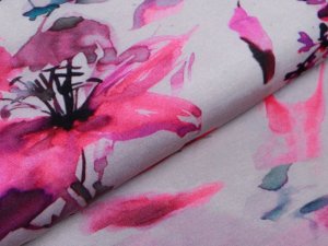 Bambus Jersey Digitaldruck SARAH - Aquarelle Blüten - flieder