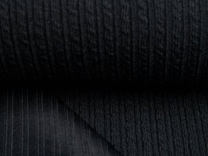 Wollstrickstoff - verschnörkelte Rippen - uni schwarz