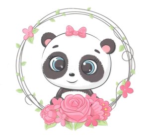 Transfer-Applikation zum Aufbügeln ca. 17,0 cm x 18,0 cm - Pandababy auf Blumenschaukel