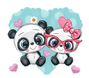 Transfer-Applikation zum Aufbügeln ca. 18,0 cm x 16,0 cm - Panda Geschwister
