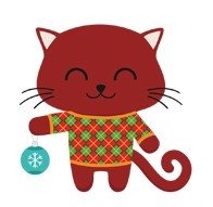 Transfer-Applikation Weihnachten zum Aufbügeln ca. 5,5 cm x 6,0 cm - Kätzchen mit Weihnachtskugel