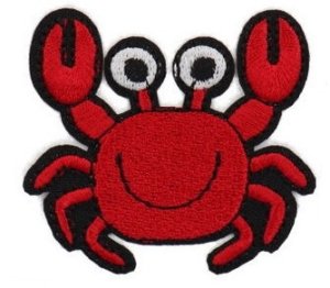 Stick - Applikation zum Aufbügeln ca. 6,0 cm x 5,0 cm - fröhliche Krabbe - rot