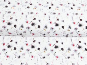 Webware Baumwolle Popeline Digitaldruck Mix Blaze Snoozy - Blumenzauber - weiß