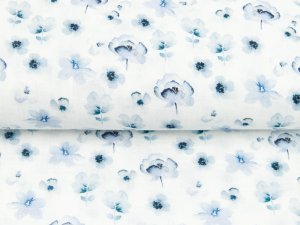 Musselin Double Gauze Digitaldruck Mix Lily Snoozy - Blüten - weiß