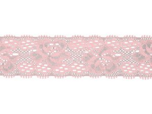 Elastische Spitze 30 mm - Blumen - babyrosa