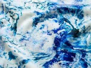 Stretch Satin Marble - Marmoroptik - blau