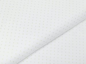 Webware Baumwolle Popeline mit Foliendruck - goldene mini Punkte - wollweiß