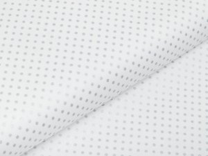 Webware Baumwolle Popeline mit Foliendruck - silberne mini Punkte - weiß