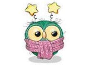 Transfer-Applikation Christmas Owls zum Aufbügeln - ca. 8,0 cm x 6,5 cm - Eule mit Schal und Sternen