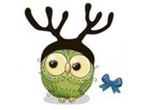 Transfer-Applikation Christmas Owls zum Aufbügeln - ca. 8,0 cm x 7,0 cm - Eule mit Geweih