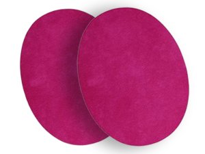 Velour Flicken oval zum Aufbügeln 14 cm x 11cm 2 Stück - uni pink