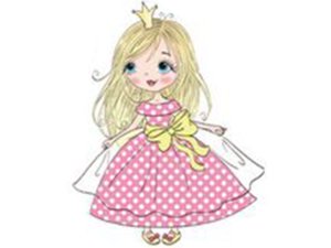 Transfer-Applikation zum Aufbügeln Little Princess - ca. 13,0 cm x 10,0 cm - Prinzessin mit gepunkteten Kleidchen