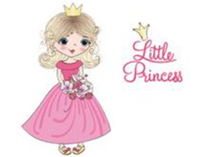 Transfer-Applikation zum Aufbügeln Little Princess - ca. 13,0 cm x 13,0 cm - Prinzessin mit Blumenstrauß