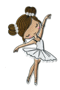Stick-Applikation zum Aufbügeln ca. 11,5 cm x 5,5 cm - kleine Ballerina - beige