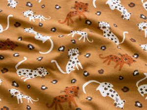 Jersey Organic Cotton - kleine Leoparden - terrakotta 