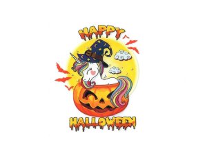 Transfer-Applikation zum Aufbügeln ca. 6,0 cm x 7,5 cm - Halloween Einhorn