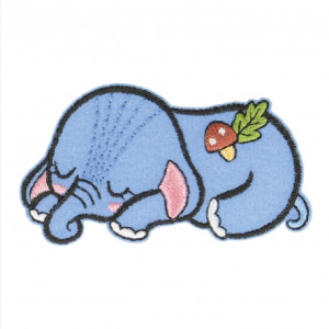 Applikation zum Aufbügeln schlafende Tiere - Elefant - blau