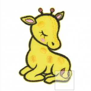 Applikation zum Aufbügeln schlafende Tiere - Giraffe - gelb