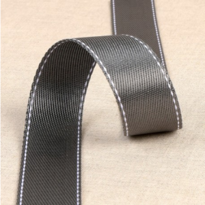 Gurtband 35 mm mit Ziernähten - uni dunkles grau