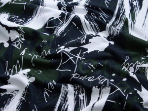 Leicht angerauter Sweat Swafing Montreal - abstrakte Schriften - schwarz-grün