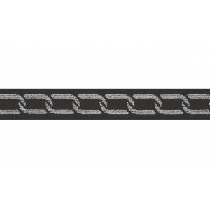 Gummiband elastisch mit Glitzer 25 mm - verschlungenes Kettenmuster - schwarz/weiß