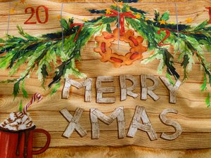 Webware PANEL ca. 80 cm x 150 cm Christmas-DIY Adventskalender - Merry Xmas - bunt
