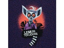 Jersey Swafing PANEL ca. 85 cm x 160 cm Lemur Toujours by Thorsten Berger - witziger Lemur - purple