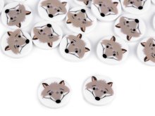Kinderknöpfe 5 Stück/15,4 mm - Wolf - weiß