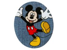 Applikation zum Aufbügeln in Jeansoptik 2 Stück Disney-Mickey Mouse - fröhlicher Mickey - blau