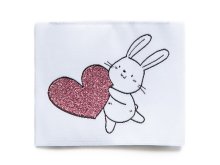 Jessy Sewing Webetiketten Label XXL Patch "Bunny with Heart" - weiß