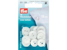 Prym 18 Kunststoff-Wäscheknöpfe 15mm - weiß