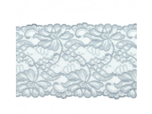 Elastische Spitze extrabreit ca. 14,5 cm - Blumenranken - graublau