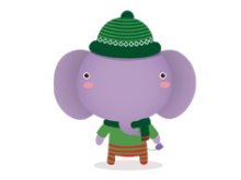 Transfer-Applikation Weihnachten zum Aufbügeln ca. 5,5 cm x 6,0 cm - Elefant als Wichtel