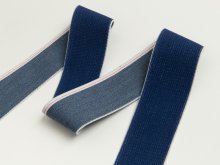 Gummiband in Jeansoptik mit weißem Randstreifen ca. 40mm - jeansblau