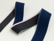 Gummiband in Jeansoptik mit weißem Randstreifen ca. 40mm - dunkles jeansblau