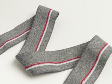 Gummiband - schmaler Streifen,gepunktete Linie ca. 40mm - meliert grau/rot/weiß