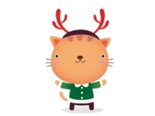 Transfer-Applikation Weihnachten zum Aufbügeln ca. 4,5 cm x 6,5 cm - Katze als Wichtel