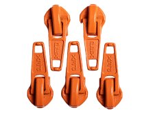 Slider/Zipper/Automatikschieber für Reißverschlüsse Größe 5 - Set 5 Stück - orange