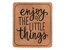 Jessy Sewing Kunstleder-Label mit aufgedruckter Nähnaht - "Enjoy the little things" - braun