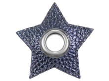 Ösen Patches Stern für Kordeln VENO Lederimitat marine-metallic