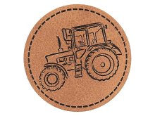 Jessy Sewing Kunstleder-Label mit aufgedruckter Nähnaht - "Traktor" - braun