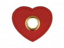 Aufnäh-Ösen auf Kunstleder 10 mm 4 Stück - Herz - uni rot