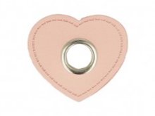Aufnäh-Ösen auf Kunstleder 10 mm 4 Stück - Herz - uni rosa