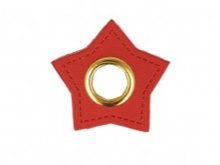 Aufnäh-Ösen auf Kunstleder 10 mm 4 Stück - Stern - uni rot