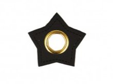 Aufnäh-Ösen auf Kunstleder 10 mm 4 Stück - Stern - uni schwarz